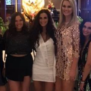 Sparkly sequined mini white dress